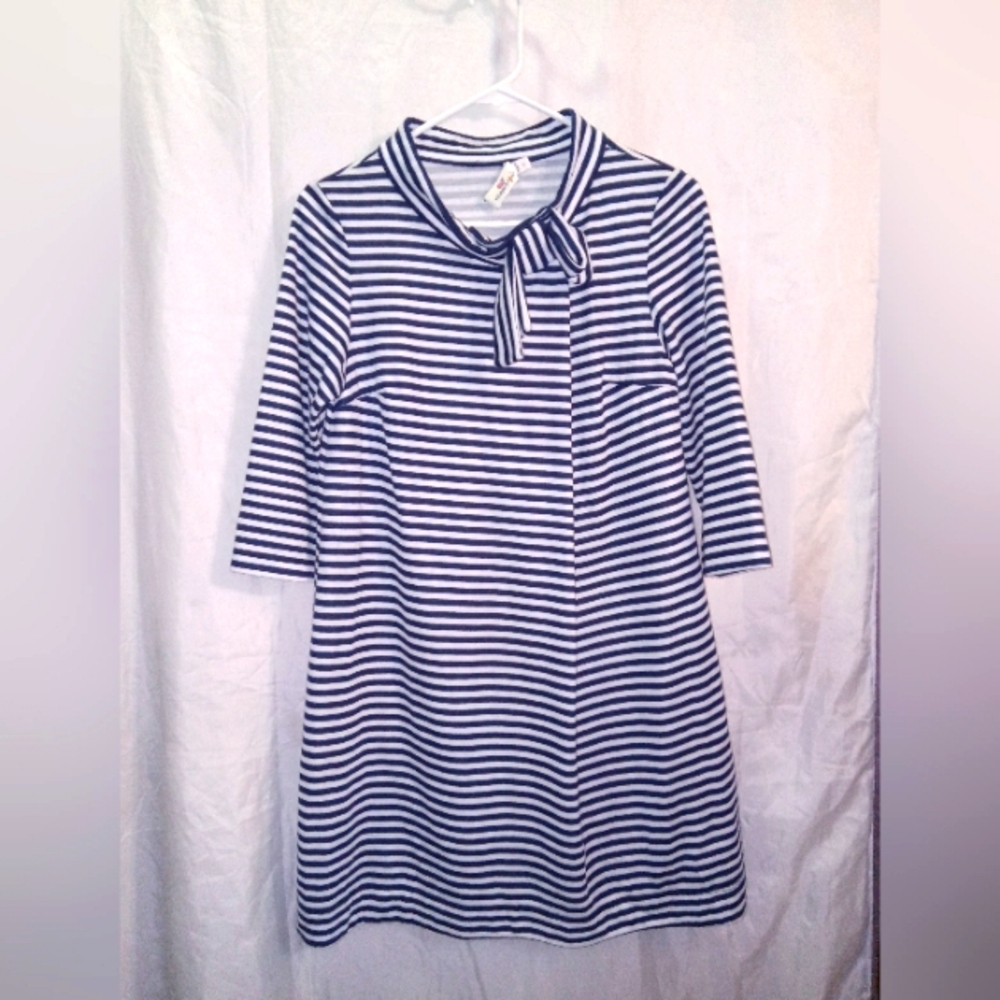 Vineyards vines blue and white big bow sailor mid women's dress Sz.SM